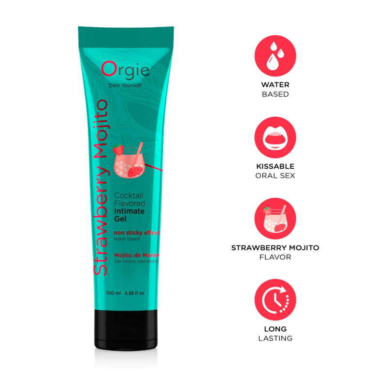 Лубрикант на водной основе со вкусом клубничного мохито – Orgie Lube Tube Strawberry Mojito, 100 мл