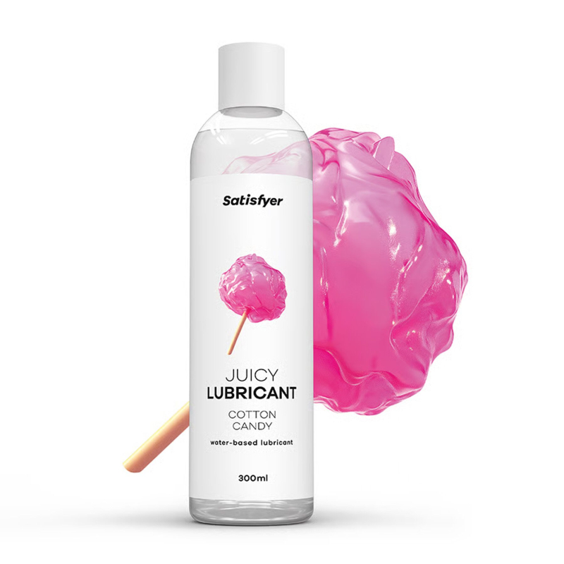 Лубрикант на водній основі зі смаком солодкої вати – Satisfyer Juicy Lubricant Cotton Candy, 300 мл