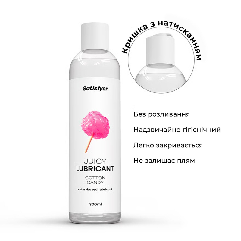Лубрикант на водній основі зі смаком солодкої вати – Satisfyer Juicy Lubricant Cotton Candy, 300 мл