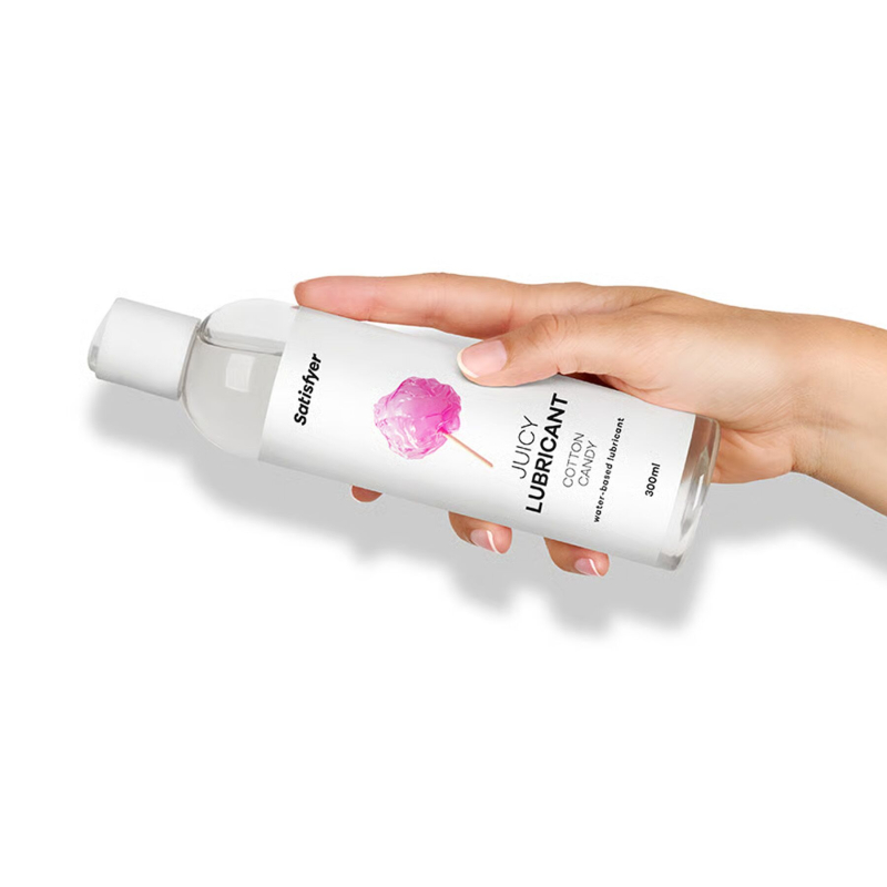 Лубрикант на водній основі зі смаком солодкої вати – Satisfyer Juicy Lubricant Cotton Candy, 300 мл