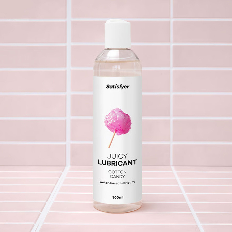 Лубрикант на водній основі зі смаком солодкої вати – Satisfyer Juicy Lubricant Cotton Candy, 300 мл