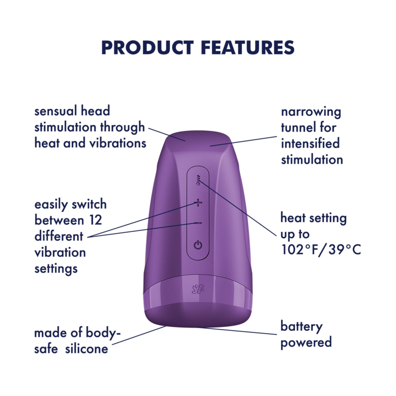 Мастурбатор-имитатор оральных ласк – Satisfyer Men Heat Vibration Battery Series с подогревом и вибрацией