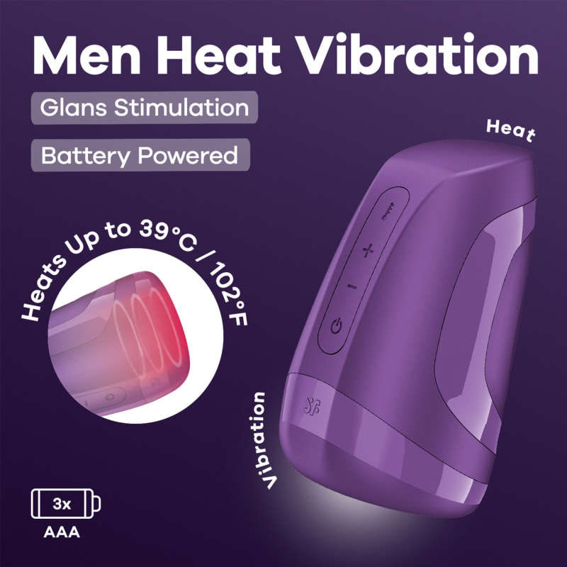 Мастурбатор-имитатор оральных ласк – Satisfyer Men Heat Vibration Battery Series с подогревом и вибрацией