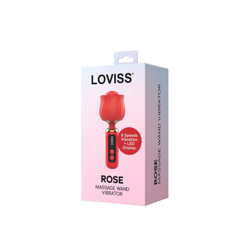 Мини-вибромассажер с головкой в форме розы – Loviss Rose Mini Massage Wand Vibrator, 9 режимов