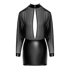 Мінісукня з прозорим тюлевим верхом та спідницею з матеріалу Powerwetlook – Noir Handmade F348, розмір S