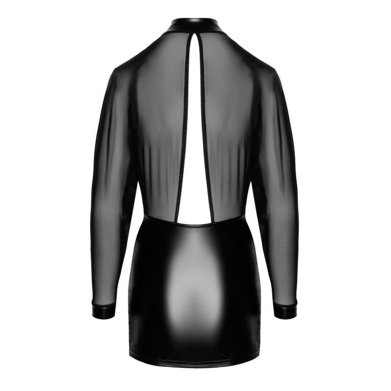 Мінісукня з прозорим тюлевим верхом та спідницею з матеріалу Powerwetlook – Noir Handmade F348, розмір S