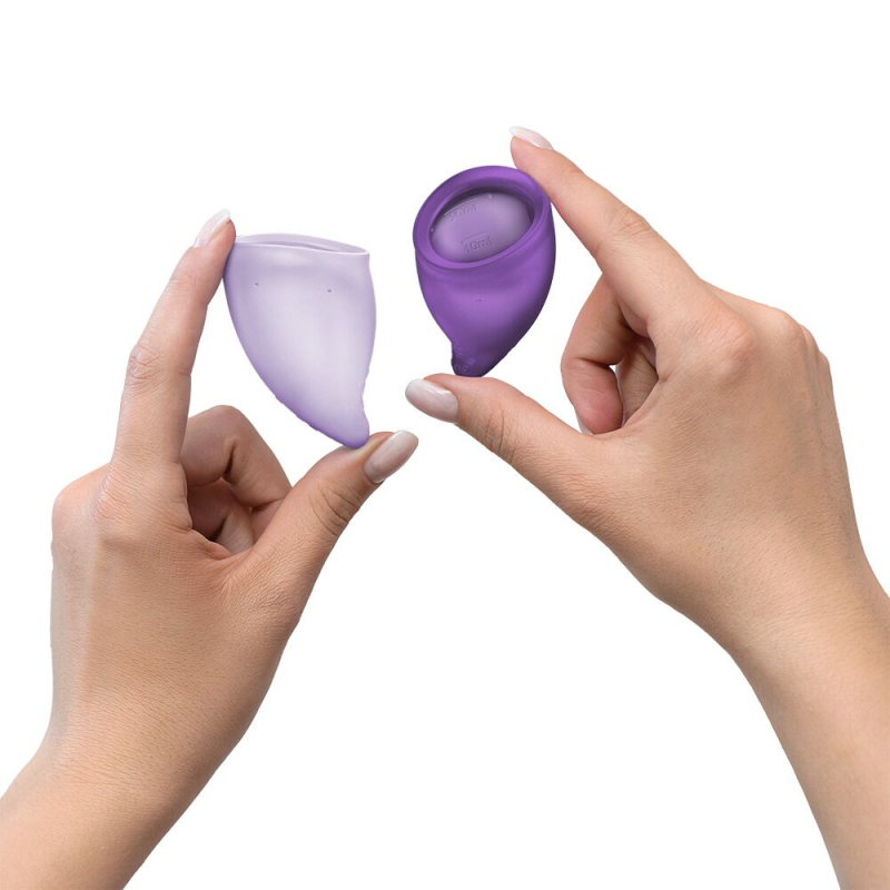 Набір багаторазових менструальних чаш – Fun Factory FUN CUP EXPLORE KIT, 2 шт., у фіолетових відтінках, об’єми 20 та 30 мл