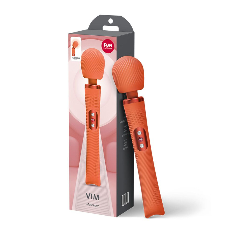 Мощный легкий вибромассажер – Fun Factory VIM Vibrating Wand, оранжевого цвета, до 6 часов работы