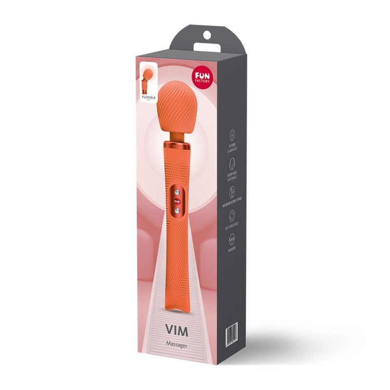 Мощный легкий вибромассажер – Fun Factory VIM Vibrating Wand, оранжевого цвета, до 6 часов работы