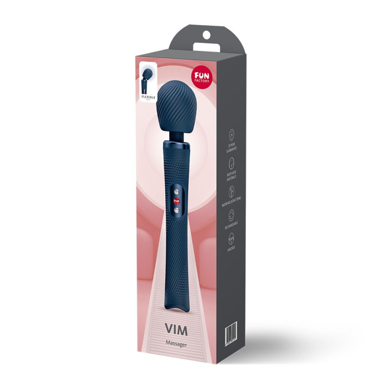 Мощный легкий вибромассажер – Fun Factory VIM Vibrating Wand, темно-синего цвета, до 6 часов работы