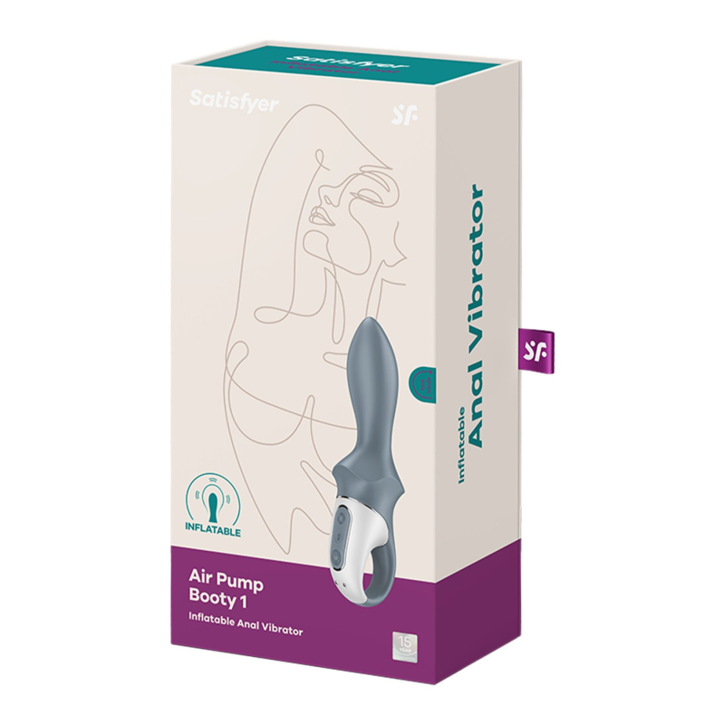 Надувной анальный вибратор с регулируемым диаметром и гибким стволом – Satisfyer Air Pump Booty 1, 18 см