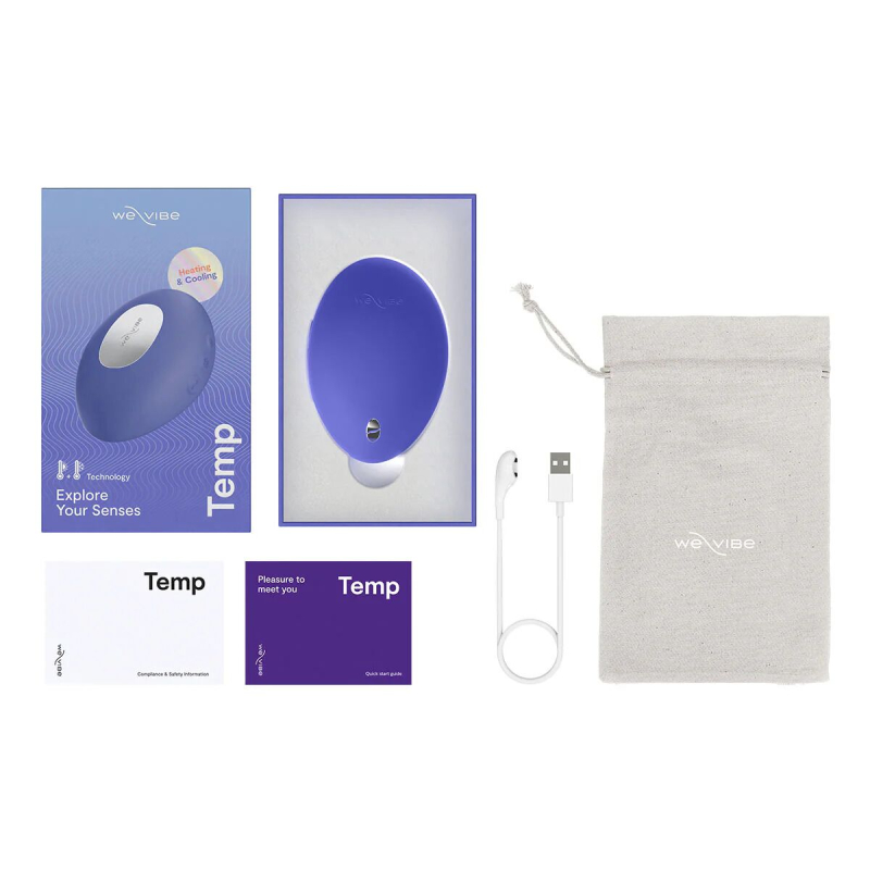 Накладний вібратор з функціями нагрівання та охолодження – We-Vibe Temp Lavender Blue, 9,7 см