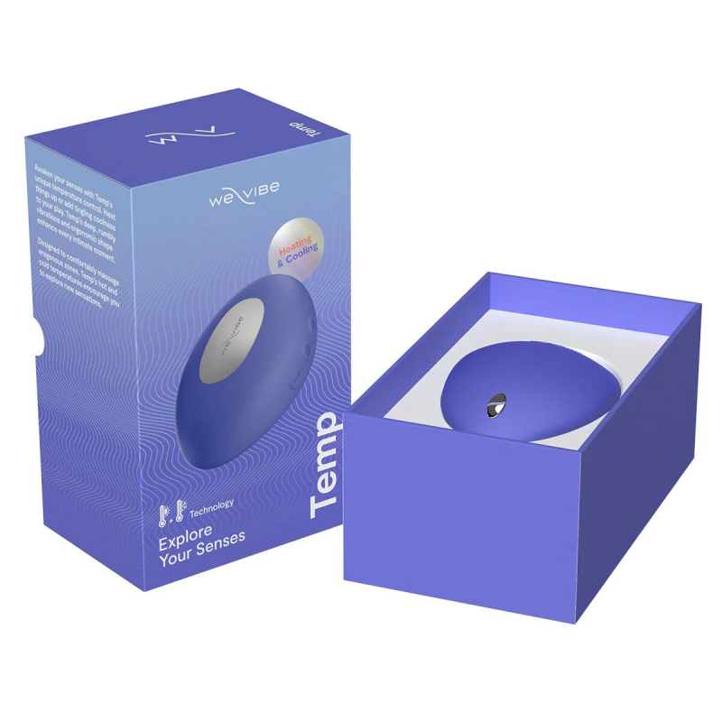 Накладний вібратор з функціями нагрівання та охолодження – We-Vibe Temp Lavender Blue, 9,7 см