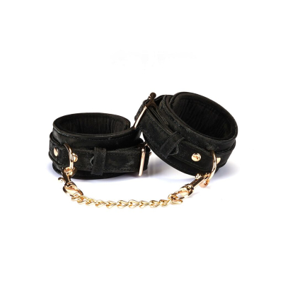 Наручники зі з’єднувальним ланцюжком на карабінах – Liebe Seele Boudoir Amor Wrist Cuffs, чорного кольору