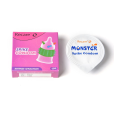 Насадка на член з кульками та рядами шипів – Recare Spike Condom, рожевого кольору