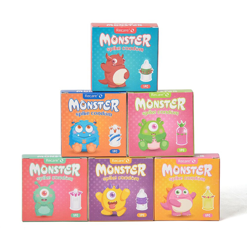 Насадка на член з кульками та вусиками – Recare Pink Monster Spike Condom, рожевого кольору