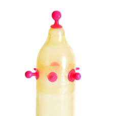Насадка на член з кульками та вусиками – Recare Pink Monster Spike Condom, рожевого кольору