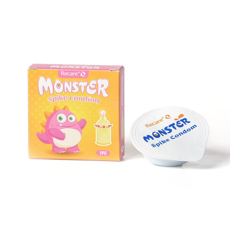 Насадка на член з кульками та вусиками – Recare Pink Monster Spike Condom, рожевого кольору