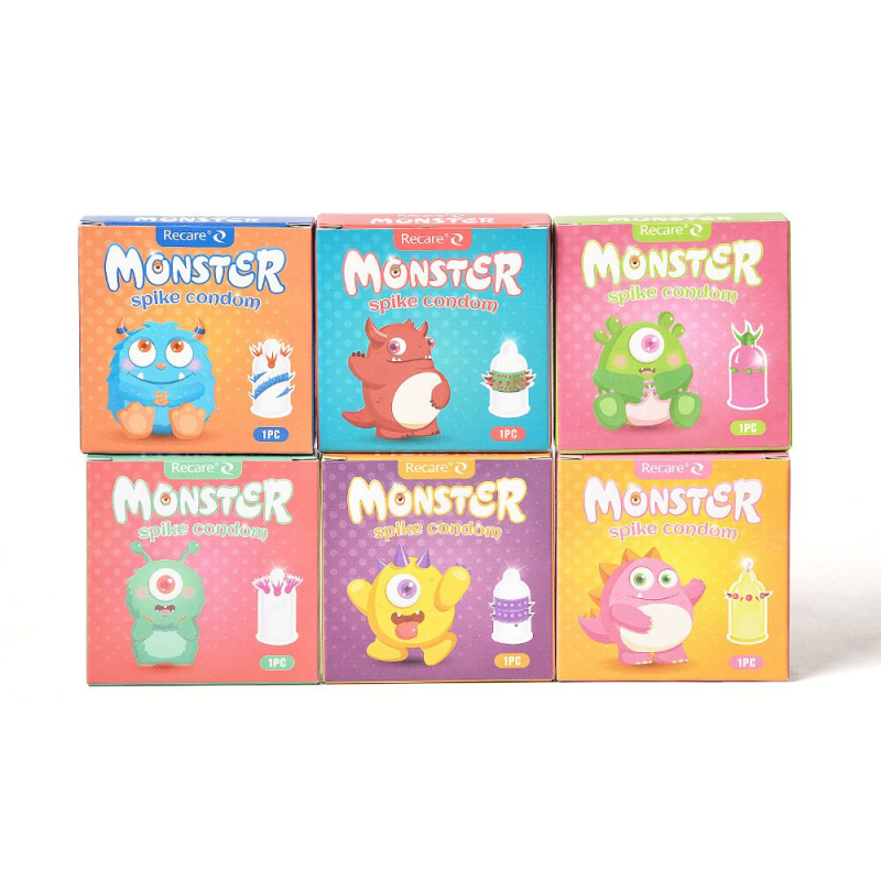 Насадка на член з рядами шипів – Recare Red Monster Spike Condom, червоного кольору