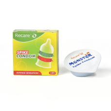 Насадка на член з рядами шипів – Recare Spike Condom, зеленого кольору