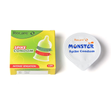 Насадка на член з рядами шипів – Recare Spike Condom, зеленого кольору