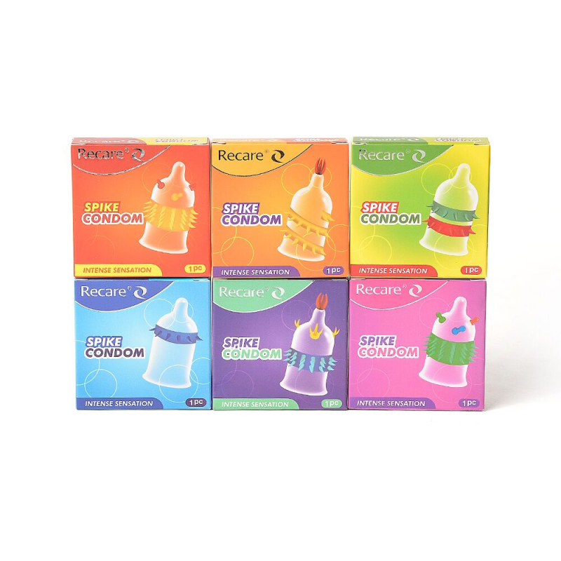 Насадка на член з рядами шипів – Recare Spike Condom, зеленого кольору