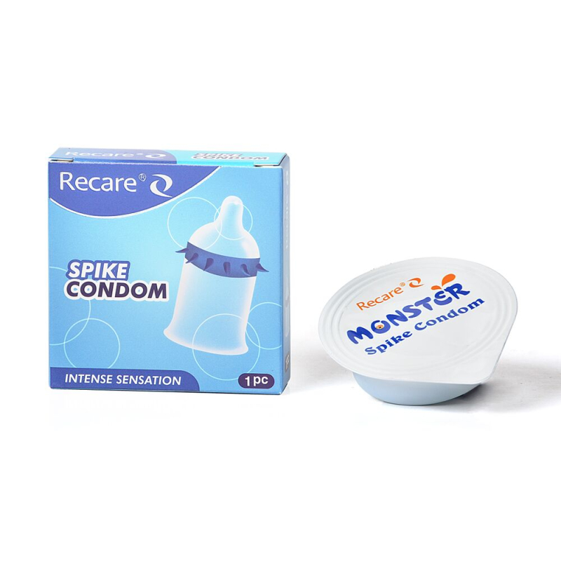 Насадка на член з шипами – Recare Spike Condom, синього кольору