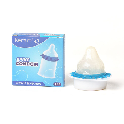 Насадка на член с шипами – Recare Spike Condom, синего цвета