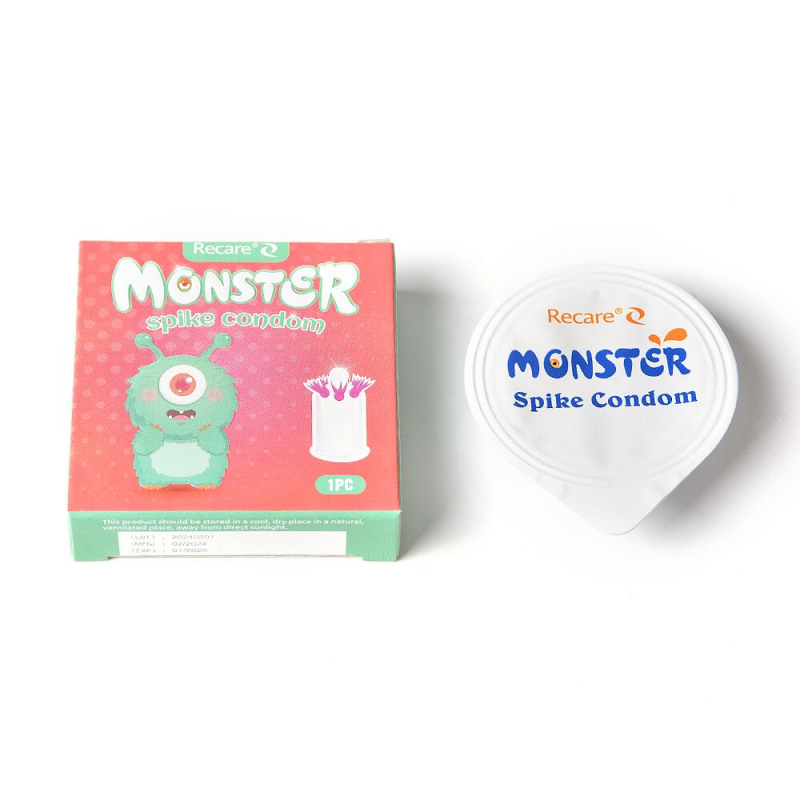 Насадка на член с усиками – Recare Turquoise Monster Spike Condom, бирюзового цвета