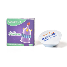 Насадка на член з вусиками та рядами шипів – Recare Spike Condom, фіолетового кольору