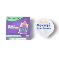 Насадка на член з вусиками та рядами шипів – Recare Spike Condom, фіолетового кольору