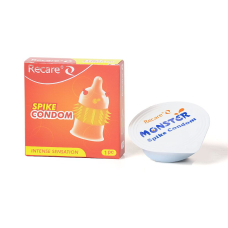 Насадка на член з вусиками та шипами – Recare Spike Condom, помаранчевого кольору