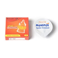 Насадка на член з вусиками та шипами – Recare Spike Condom, помаранчевого кольору