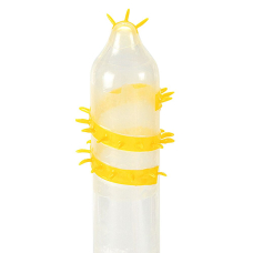 Насадка на член з вусиками та спіраллю шипів – Recare Spike Condom, жовтого кольору