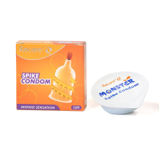 Насадка на член з вусиками та спіраллю шипів – Recare Spike Condom, жовтого кольору