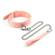 Нашийник із повідцем на карабіні – Liebe Seele Dark Candy Pink Collar with Leash
