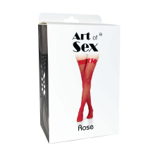 Панчохи в дрібну сітку з лакованою верхньою частиною – Art of Sex Rose, розмір L, червоного кольору