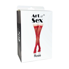 Панчохи в дрібну сітку з лакованою верхньою частиною – Art of Sex Rose, розмір M, чорного кольору з голографічним ефектом