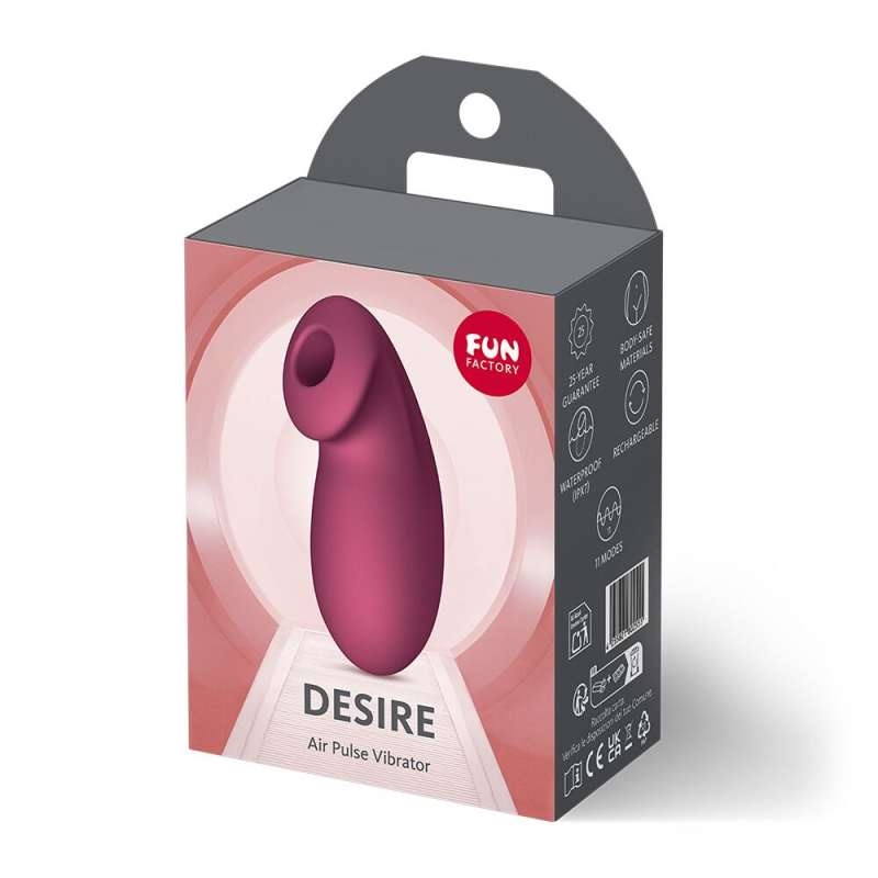 Перезаряджуваний вакуумний стимулятор – Fun Factory Desire, винно-червоного кольору, 11 режимів