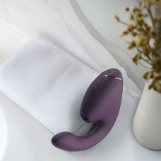 Двойной вакуумный клиторальный стимулятор с вибрацией и технологией 3D Pleasure Air – Womanizer Next Duo Dark Purple, 19,5 см