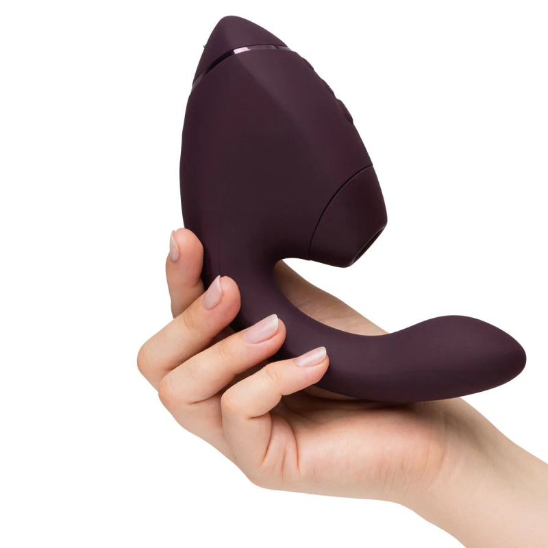 Двойной вакуумный клиторальный стимулятор с вибрацией и технологией 3D Pleasure Air – Womanizer Next Duo Dark Purple, 19,5 см