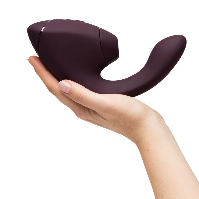 Двойной вакуумный клиторальный стимулятор с вибрацией и технологией 3D Pleasure Air – Womanizer Next Duo Dark Purple, 19,5 см