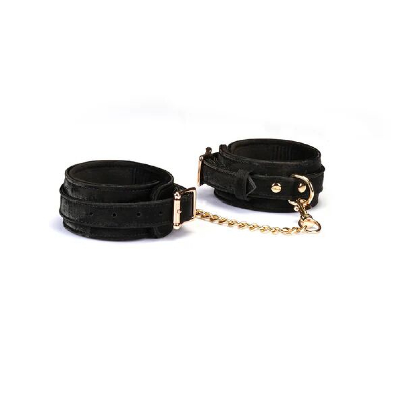 Наручники с съемной соединительной цепочкой – Liebe Seele Boudoir Amor Ankle Cuffs, черного цвета
