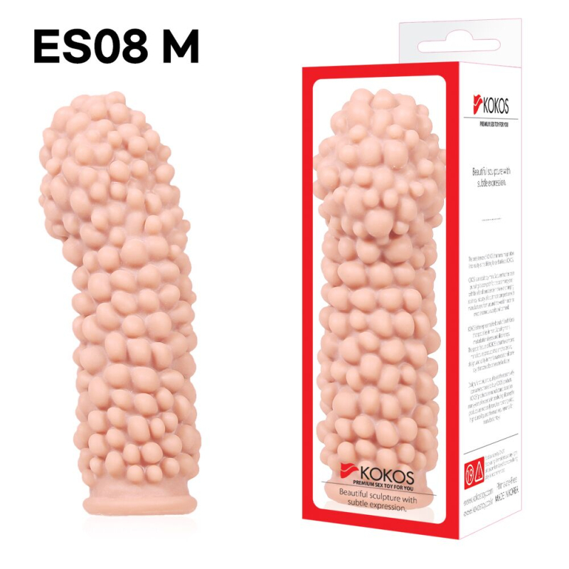 Потовщувальна насадка на член зі стимулювальним рельєфом – Kokos Extreme Sleeve ES.08, розмір M