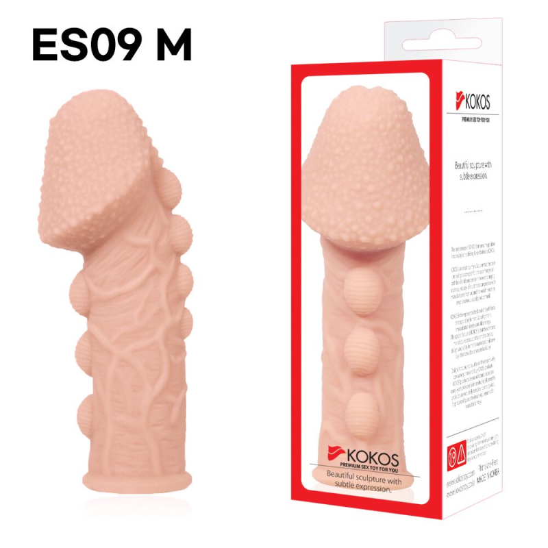 Потовщувальна насадка на член зі стимулювальним рельєфом – Kokos Extreme Sleeve ES.09, розмір M