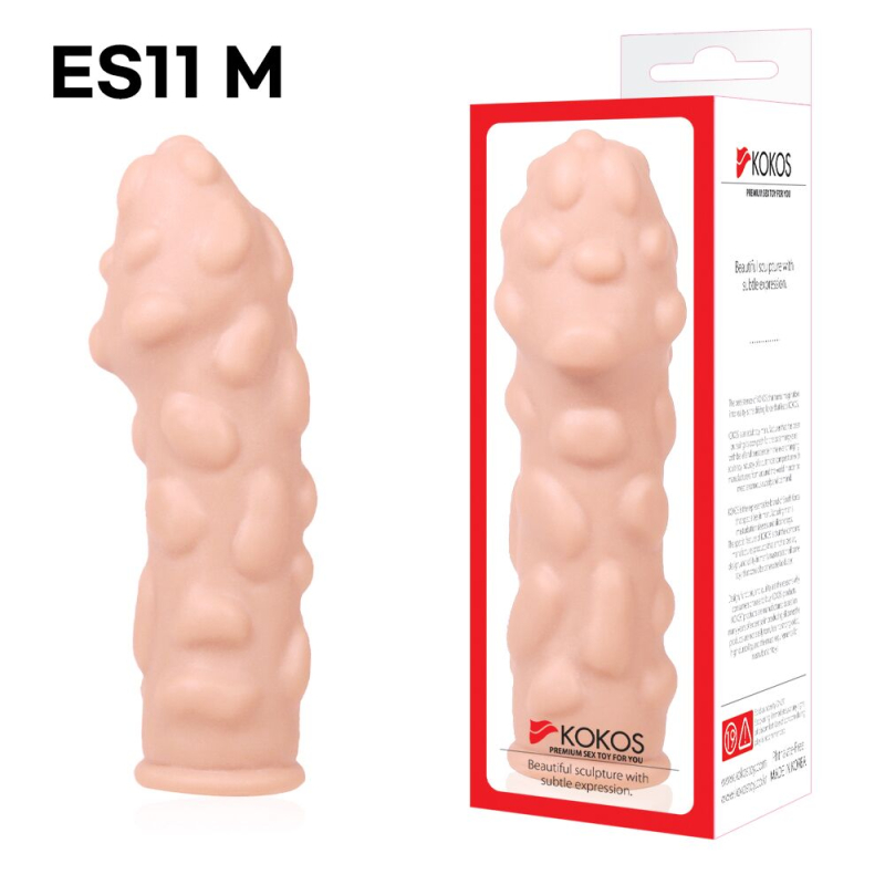 Потовщувальна насадка на член зі стимулювальним рельєфом – Kokos Extreme Sleeve ES.11, розмір M