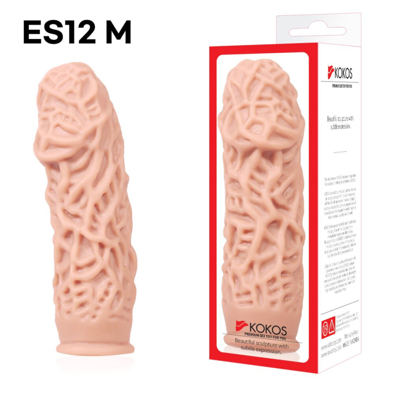 Потовщувальна насадка на член зі стимулювальним рельєфом – Kokos Extreme Sleeve ES.12, розмір M