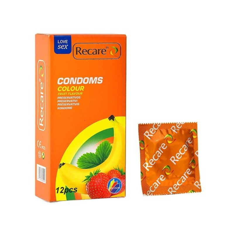 Презервативы с фруктовыми ароматами – Recare Color Fruit Flavour Condoms, 12 шт., мята, банан и клубника