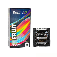 Презервативы с фруктовыми ароматами в голографической упаковке – Recare Holographic Fruit Flavour Condoms, 12 шт., мята, банан и клубника