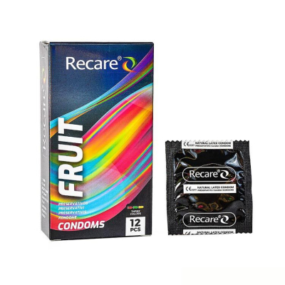 Презервативы с фруктовыми ароматами в голографической упаковке – Recare Holographic Fruit Flavour Condoms, 12 шт., мята, банан и клубника